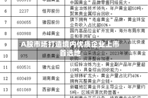 A股市场打造境内优质企业上市首选地