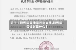 关于【邯郸限号换号规则表格,邯郸限号规则是什么】
