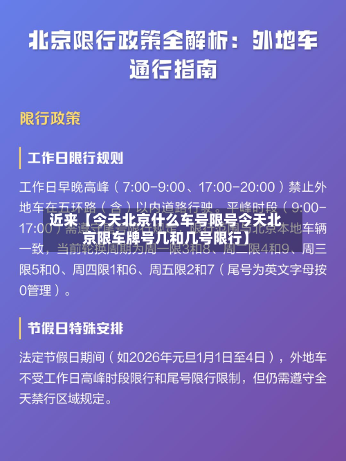 近来【今天北京什么车号限号今天北京限车牌号几和几号限行】-第1张图片