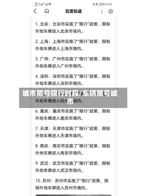 城市限号限行时段/车辆限号城市-第1张图片