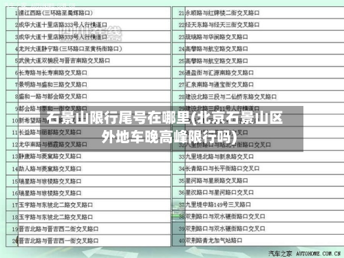石景山限行尾号在哪里(北京石景山区外地车晚高峰限行吗)-第1张图片